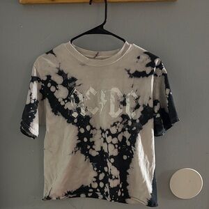 AC/DC Black and White Tie-Dye Crop Top